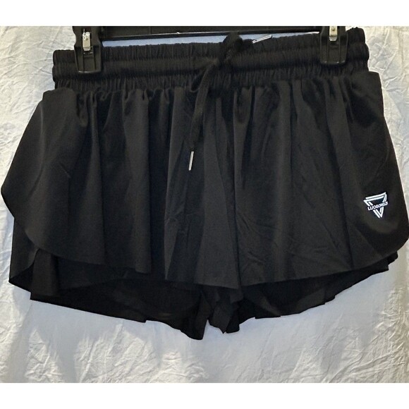 Luogongzi Pants - Luogongzi 2 in 1 Flowy Running Lined Shorts Women Size M  Black Drawstring
